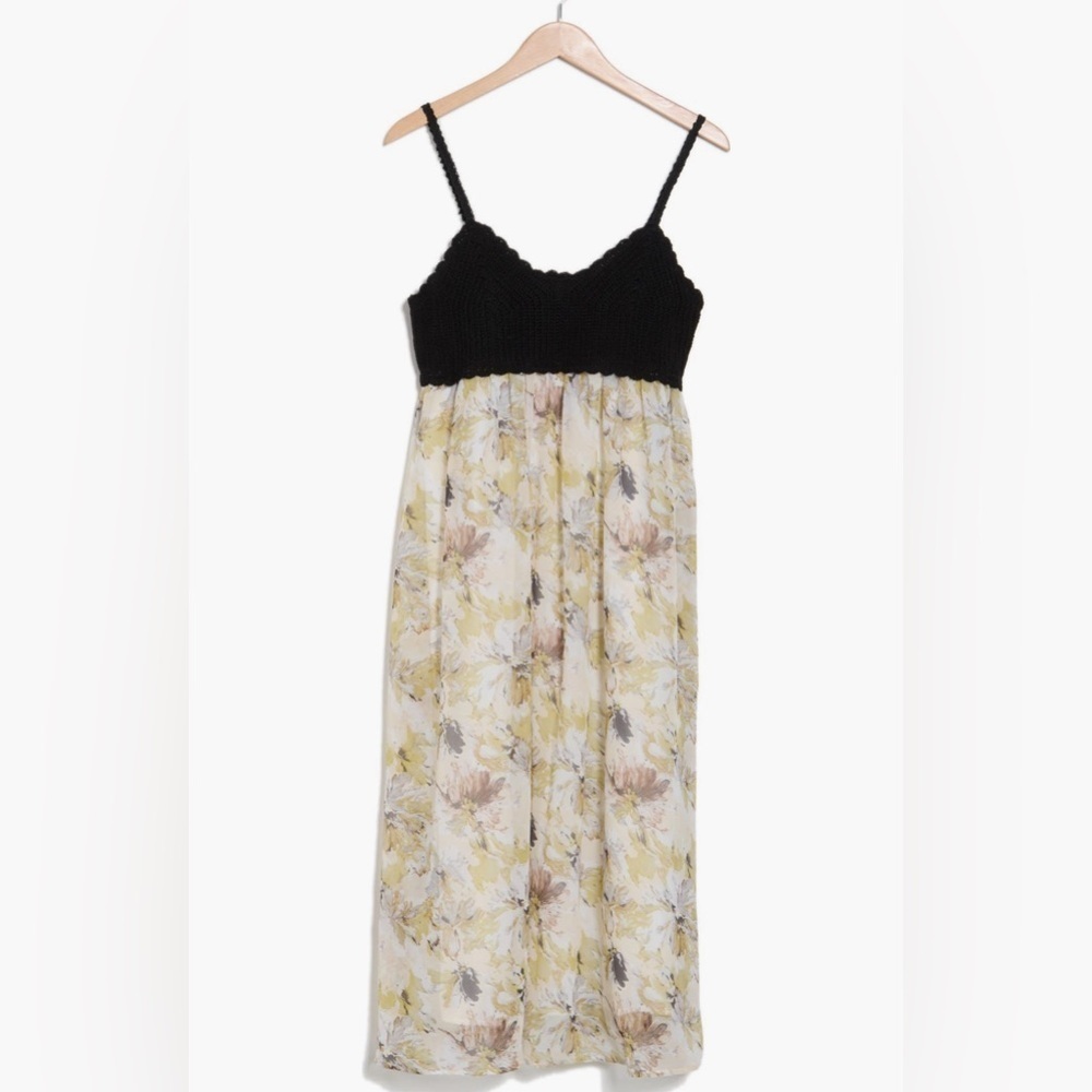 STITCHDROP Mokopuko Crotchet Trim Babydoll Floral Maxi Dress Size Small